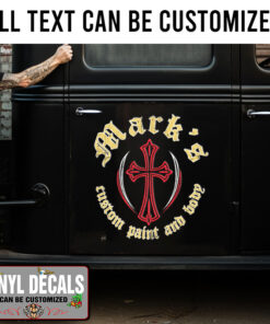 Personalized God Cross Sticker 11728