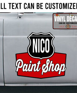 Personalized Route 66 Emblem Lettering Vinyl Sticker 10502