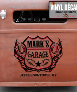 Personalized Route 66 Flaming Lettering Vinyl Sticker 10415