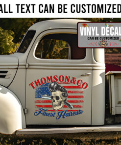 Personalized Hair Cut American Flag Baber Shop Sticker 11903