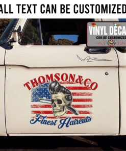 Personalized Hair Cut American Flag Baber Shop Sticker 11903