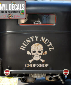 Personalized Rusty Skull Hot Rod Vinyl Sticker 10457
