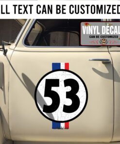 Personalized Herbie Love Bug Beetle 53 Vw Sticker 11395