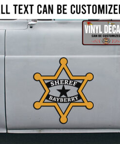 Personalized Sheriff Star Lettering Vinyl Sticker 10541