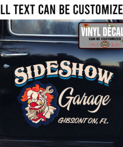 Personalized Sideshow Garage Lettering Vinyl Sticker 10493