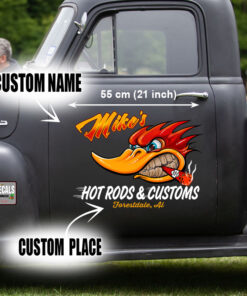 Personalized Hot Rod Angry Bird Lettering For Antique Cars Vinyl Sticker 10667