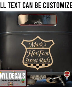 Personalized Hot Rod Badge Lettering Vinyl Sticker 10403