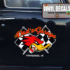 Personalized Hot Rod Bird And Checker Flag Lettering Sticker 11463