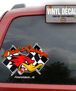 Personalized Hot Rod Bird And Checker Flag Lettering Sticker 11463