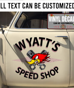 Personalized Hot Rod Bird And Crossing Piston Sticker 11030