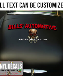 Personalized Skull And Crossing Cylinder Lettering Vinyl Sticker 10873