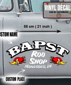 Personalized Hot Rod Bird Lettering Garage Lettering Door Art Pinstriping Vinyl Sticker 10203