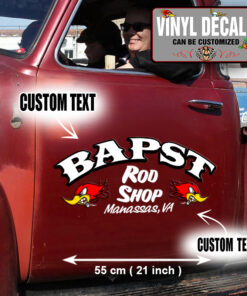 Personalized Hot Rod Bird Lettering Garage Lettering Door Art Pinstriping Vinyl Sticker 10203
