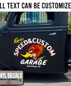 Personalized Hot Rod Bird Lettering Hand Paint Vinyl Sticker 10322