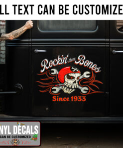 Personalized Skull And Crossing Wrench Pinstriping Sticker 11742