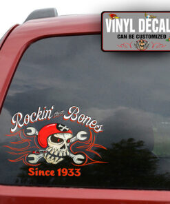 Personalized Skull And Crossing Wrench Pinstriping Sticker 11742