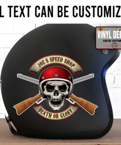 Personalized Skull And Gun Speed Shop Sticker 11904