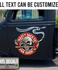 Personalized Skull And Hammer Lettering Vinyl Sticker 10391