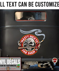 Personalized Skull And Hammer Lettering Vinyl Sticker 10391