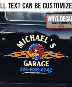 Personalized Hot Rod Bird Lettering Vinyl Sticker 10575
