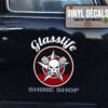 Personalized Skull And Piston Hot Rod Lettering Vinyl Sticker 10364