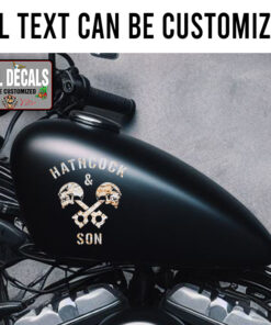Personalized Skull Crossing Piston Sticker 12009