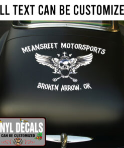 Personalized Skull Crossing Wrench And Wings Vinyl Sticker 10863