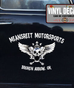 Personalized Skull Crossing Wrench And Wings Vinyl Sticker 10863