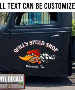 Personalized Hot Rod Bird Lettering Vinyl Sticker 10744
