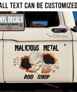 Personalized Skull Halloween Rod Shop Sticker 11667