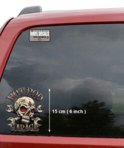 Personalized Skull Hot Rod And Crossing Wrench Vinyl Sticker 10740