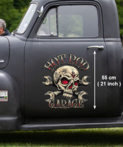 Personalized Skull Hot Rod And Crossing Wrench Vinyl Sticker 10740
