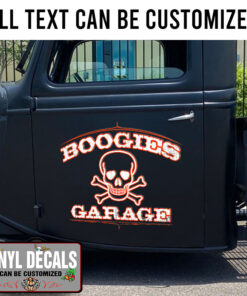 Personalized Skull Hot Rod Antique Car Sticker 10916