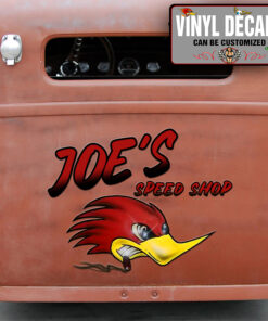 Personalized Hot Rod Bird Speed Shop Vinyl Sticker 10851