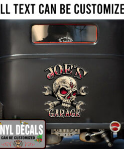 Personalized Skull Hot Rod Lettering Vinyl Sticker 10301