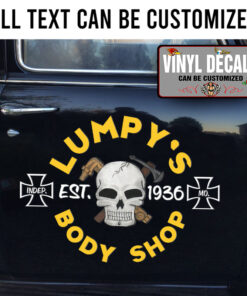 Personalized Skull Hot Rod Lettering Vinyl Sticker 10450