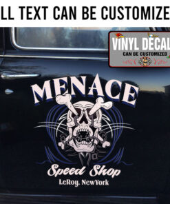 Personalized Skull Hot Rod Lettering Vinyl Sticker 10512