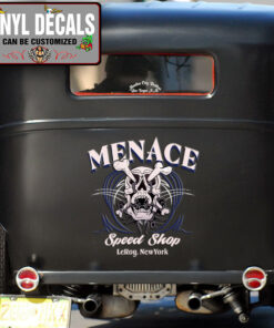 Personalized Skull Hot Rod Lettering Vinyl Sticker 10512