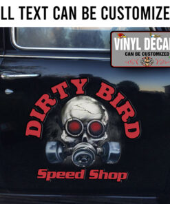 Personalized Skull Hot Rod Vinyl Sticker 10414