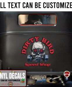 Personalized Skull Hot Rod Vinyl Sticker 10414