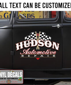 Personalized Hot Rod Checker Flag Lettering Sticker 11121