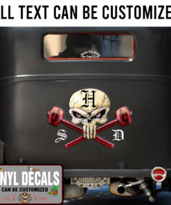 Personalized Skull Lettering Vinyl Sticker 10864