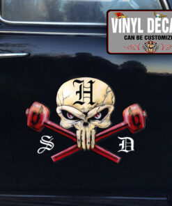 Personalized Skull Lettering Vinyl Sticker 10864