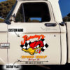 Personalized Hot Rod Duck And Racing Flag Lettering Vinyl Sticker 10669
