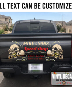 Personalized Skull Pinstriping Truck Tailgate Decals 11134