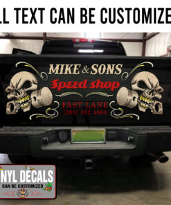Personalized Skull Pinstriping Truck Tailgate Decals 11134