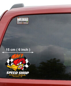 Personalized Hot Rod Duck And Racing Flag Lettering Vinyl Sticker 10728