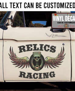 Personalized Skull Piston Racing Sticker 11872