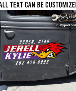 Personalized Hot Rod Duck Car Doorsticker 11196