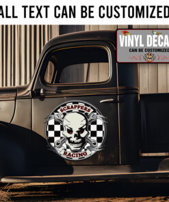 Personalized Skull Scrappers Racing Sticker 11669